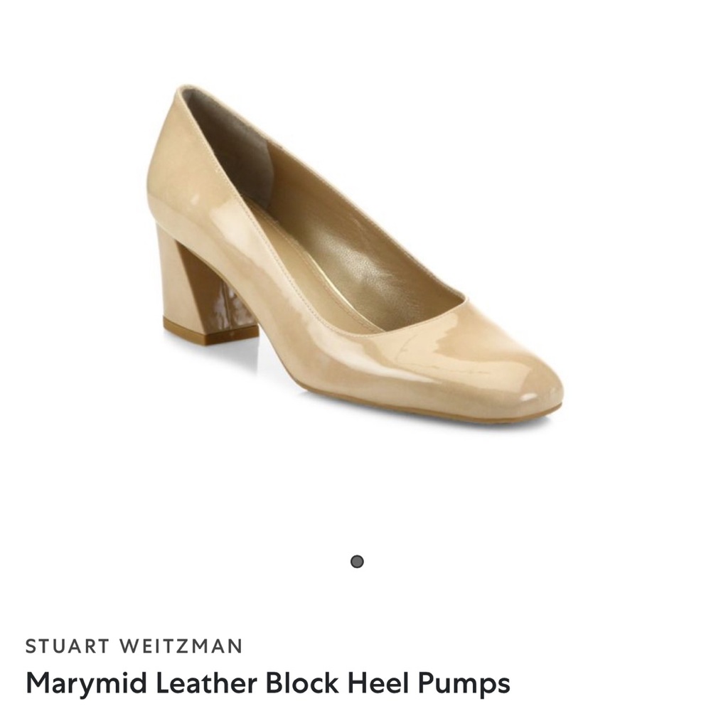 New In Box - Stuart Weitzman Nude Patent Leather Block Marymid Heel size 12